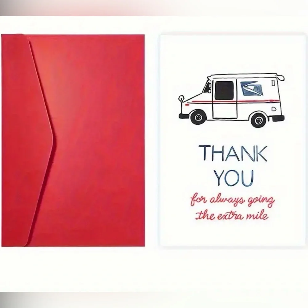 USPS Postal Worker Thank You Card with Red Envelope